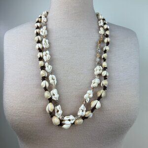 Pair of Vintage Shell Necklaces Pullover Souvenir Hawaii Cowrie Seed